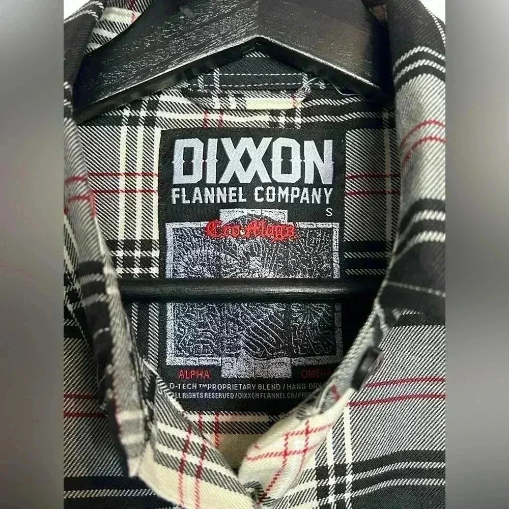 NWT Ladies Dixxon Cro Mags Flannel Cream Red Black Size Small - Picture 3 of 5